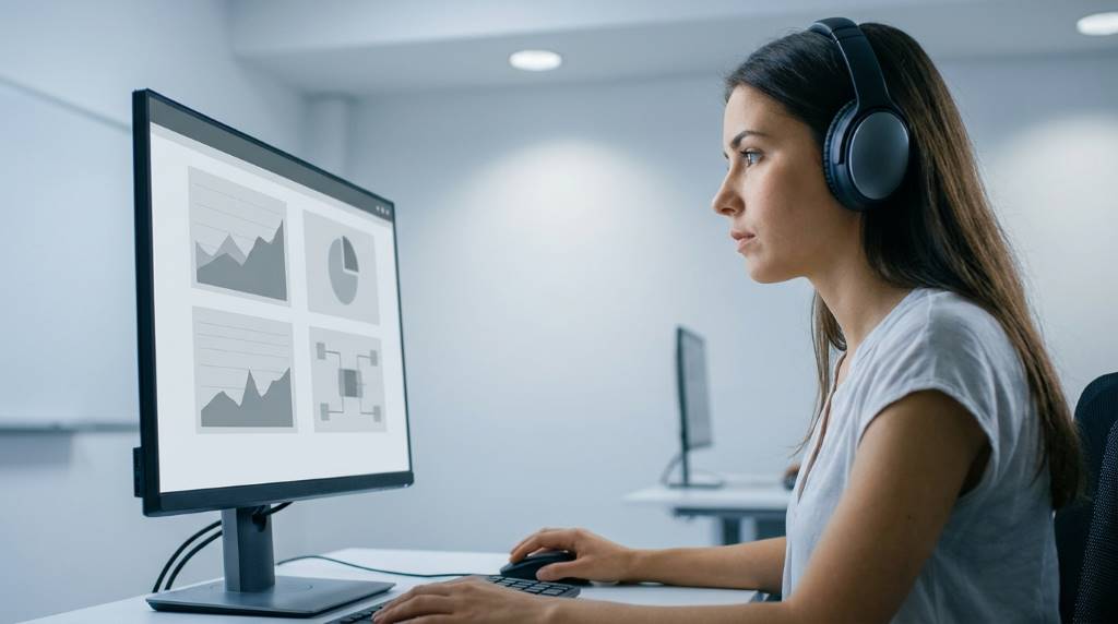 Student reviewing GMAT score report with section breakdowns and total composite score